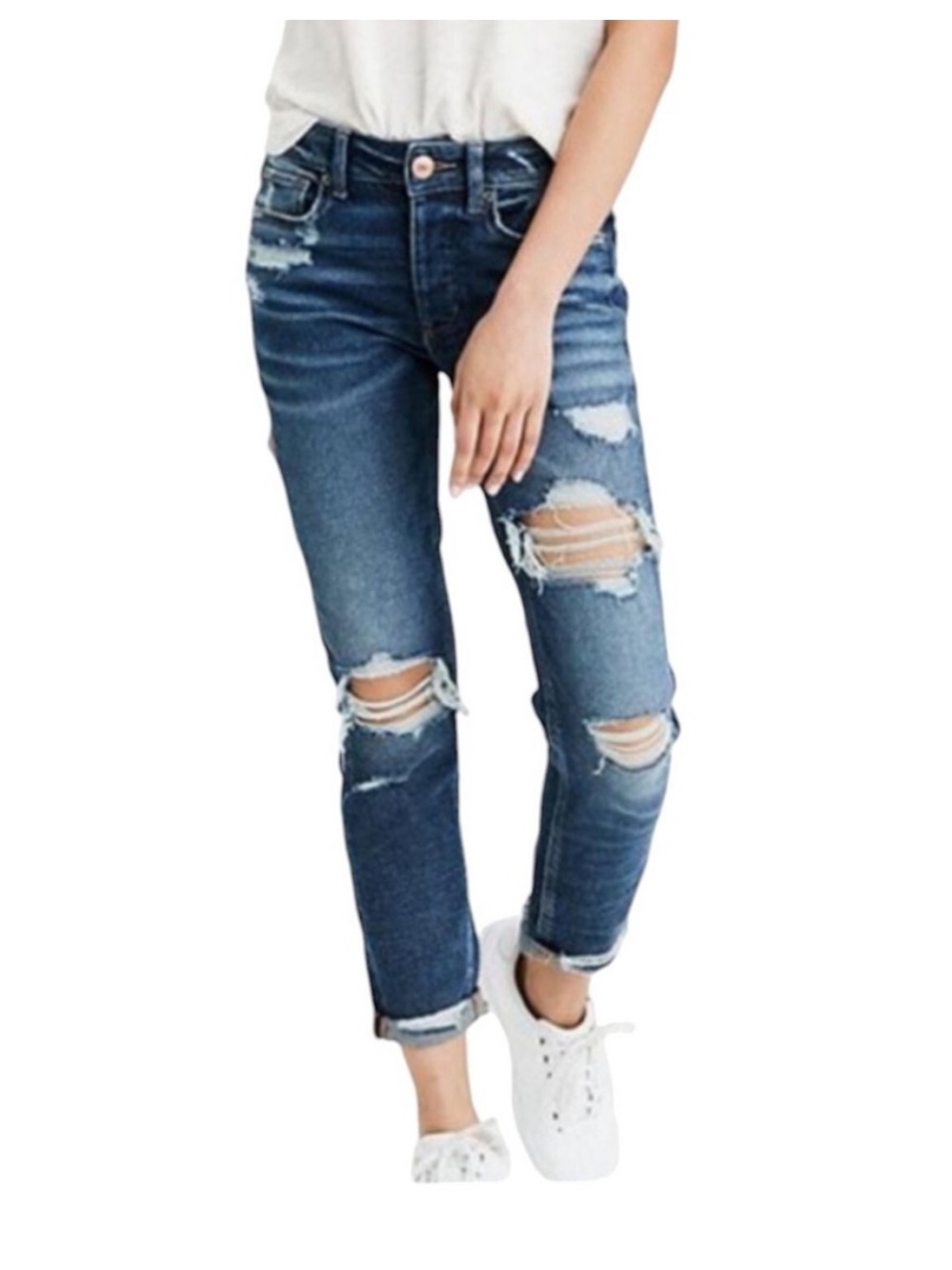 American Eagle Stretch Tomgirl Jeans 18 long distressed
